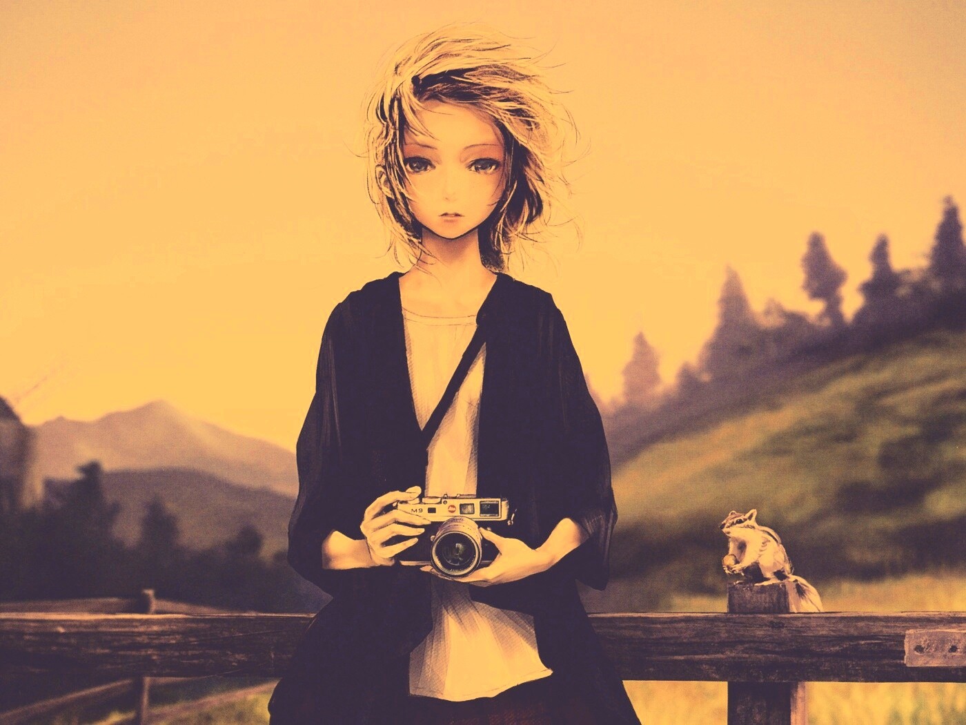 Девушка с фотоаппаратом обои
