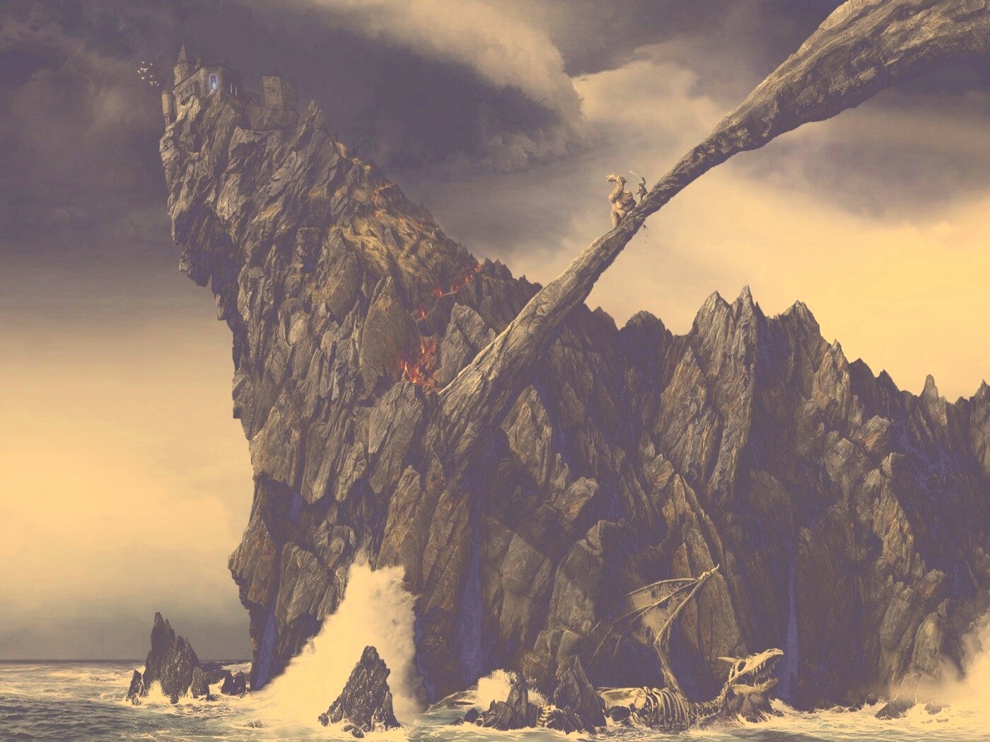 Бой на скале обои