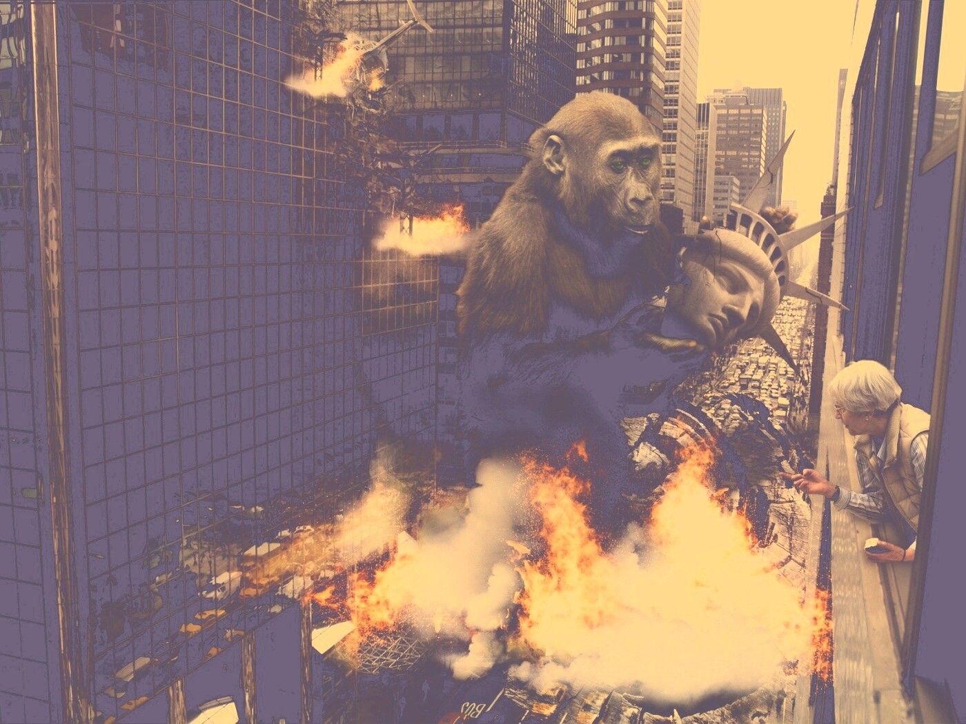 Обезьяна терроизирует Нью-Йорк обои