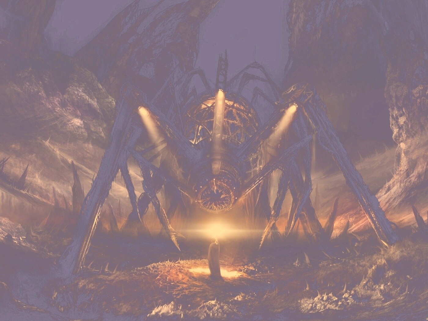 Свет против механического монстра обои