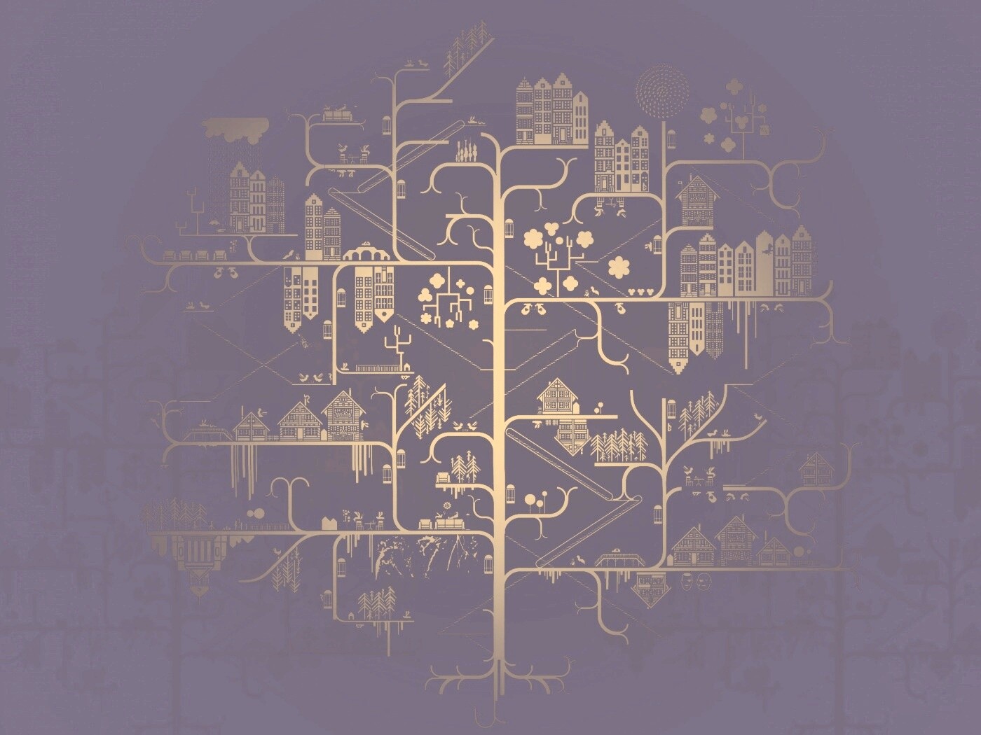 Древовидный город обои