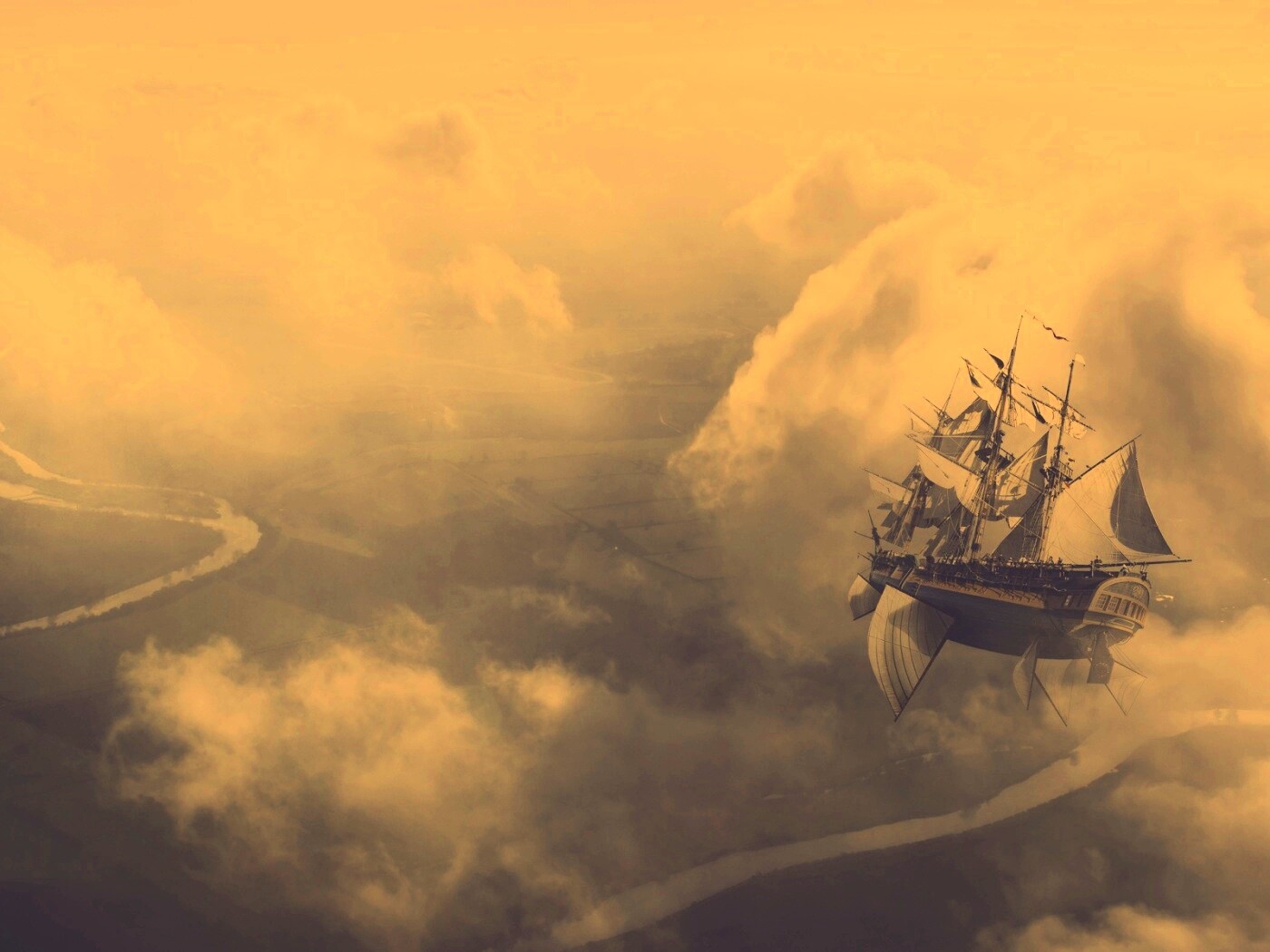 Летающий корабль обои