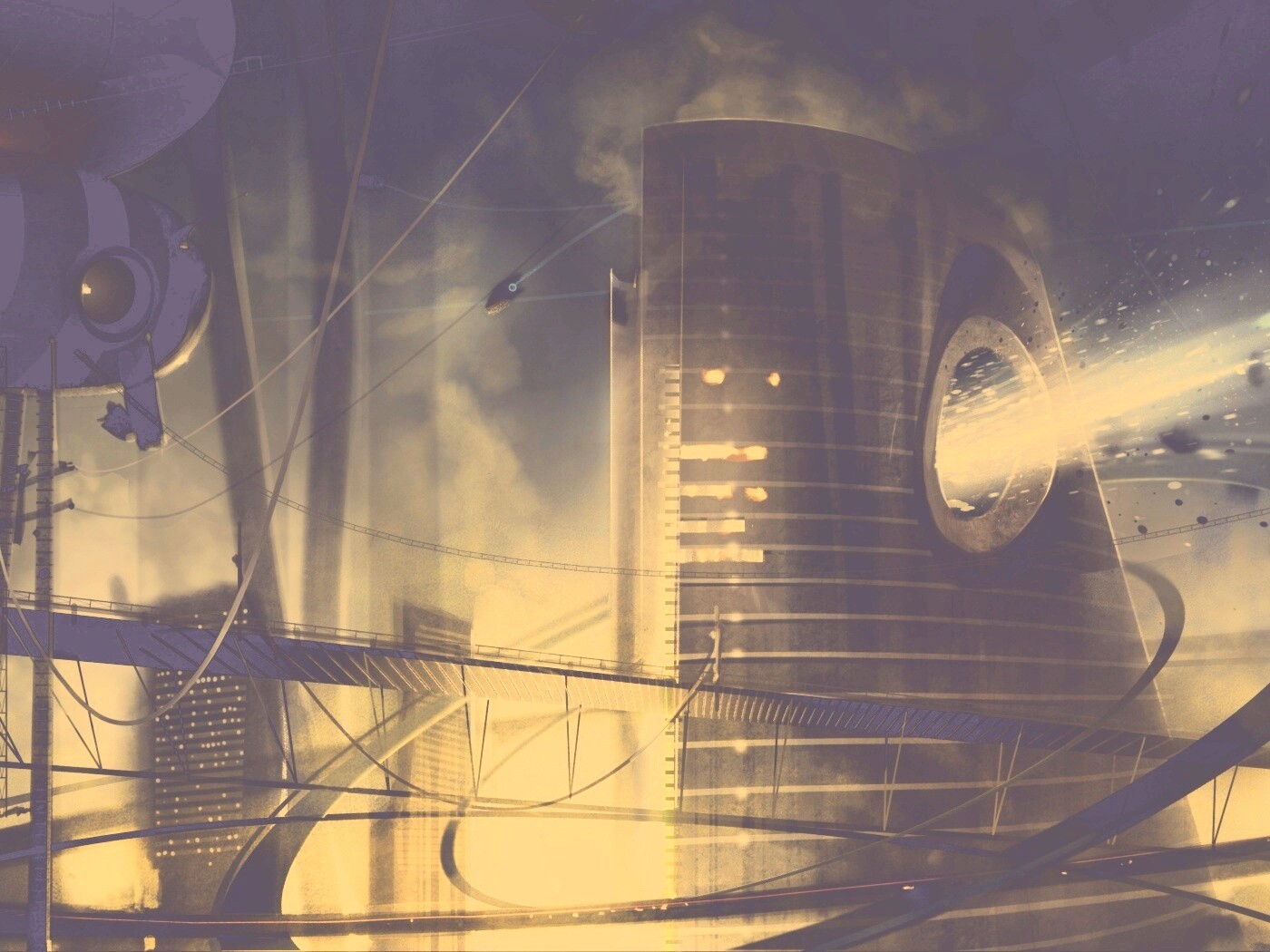 Выброс в городе будущего обои