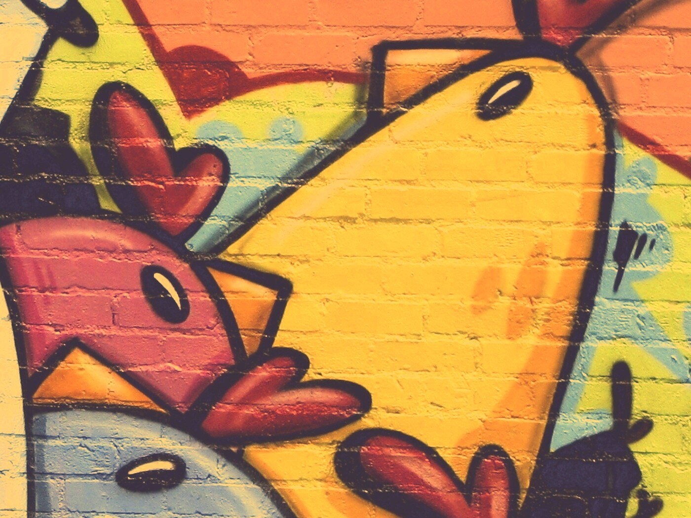 Граффити Курица с цыплятами обои