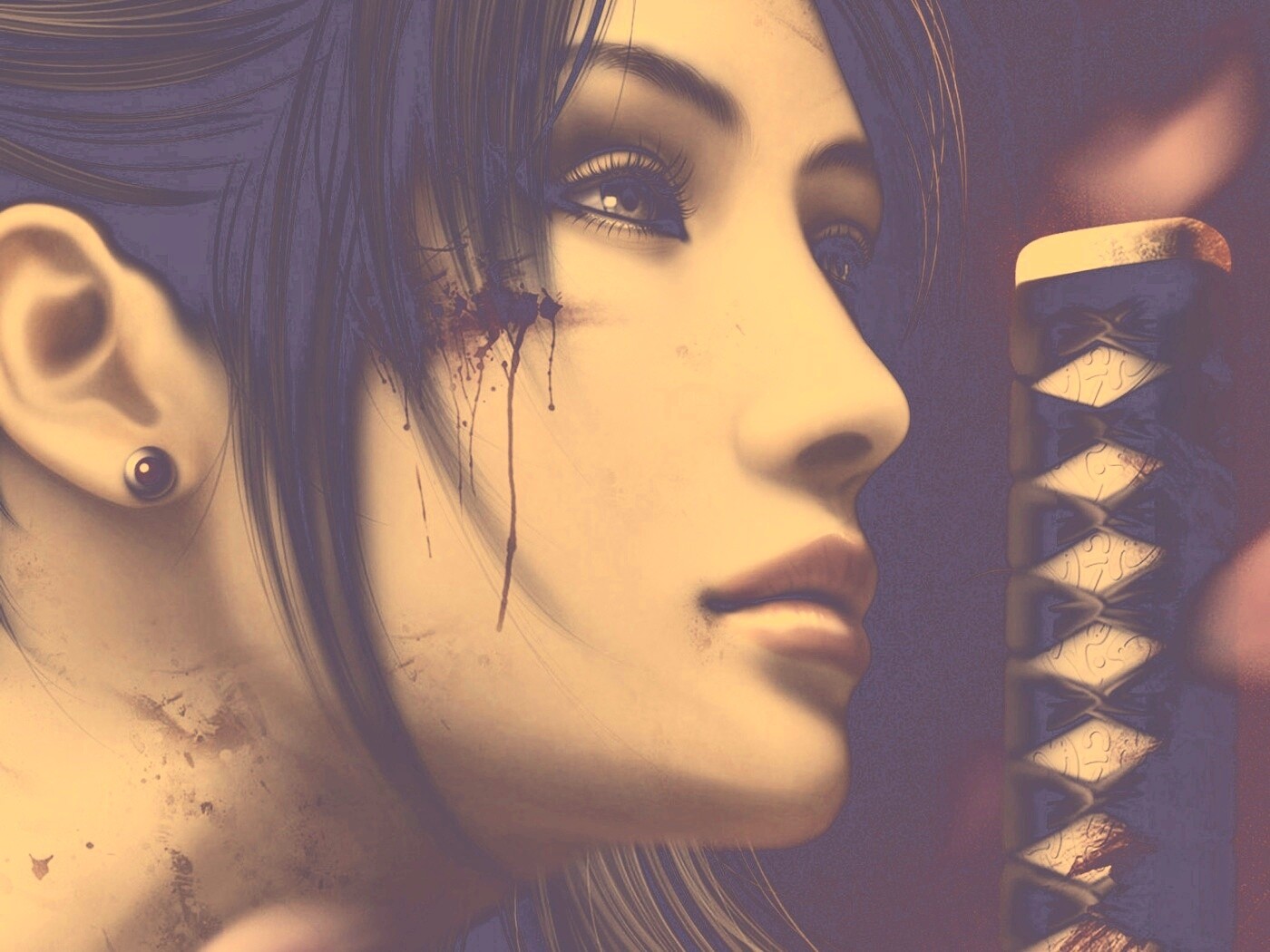 Японка с катаной обои