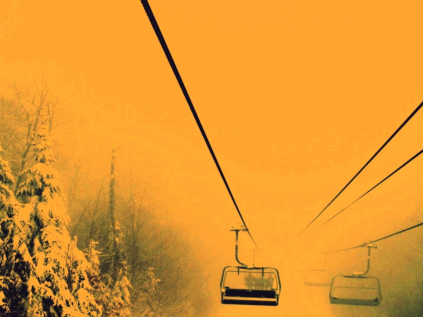 Канатная дорога в зиму обои