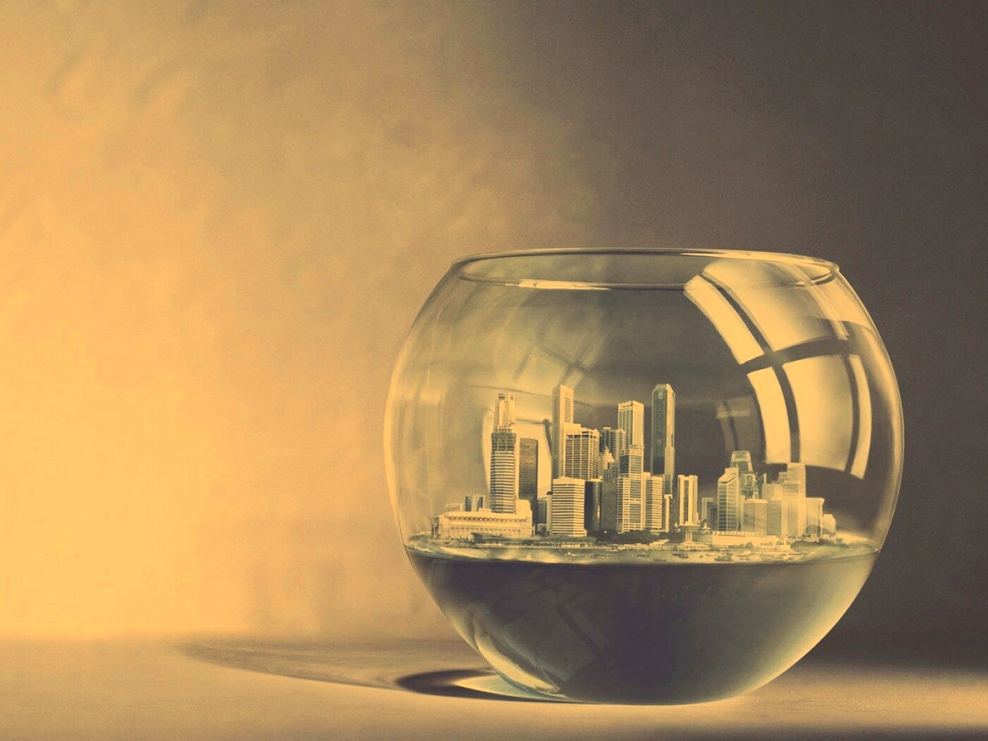 Город в аквариуме обои