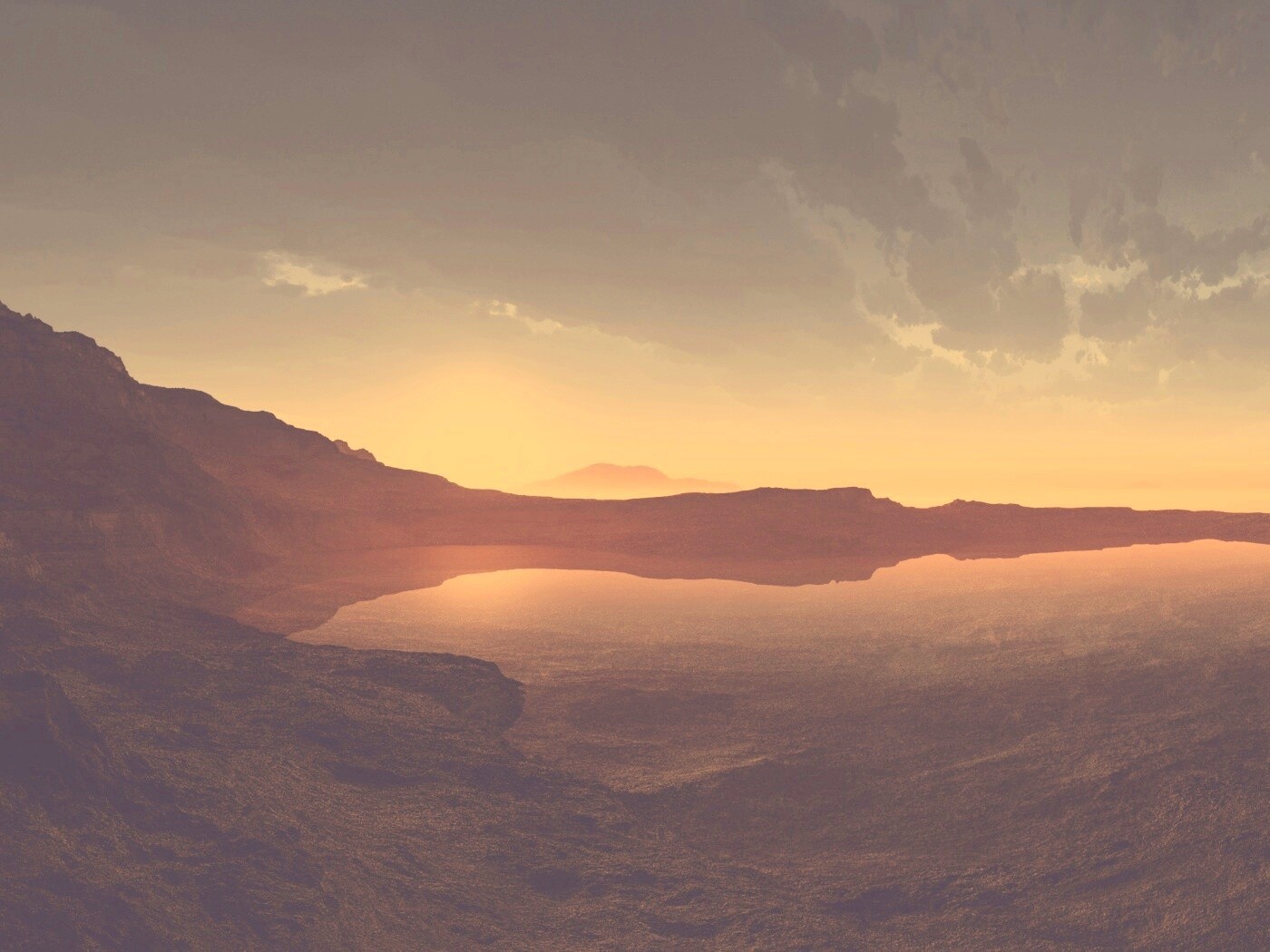 Озеро в каменистой пустыне обои