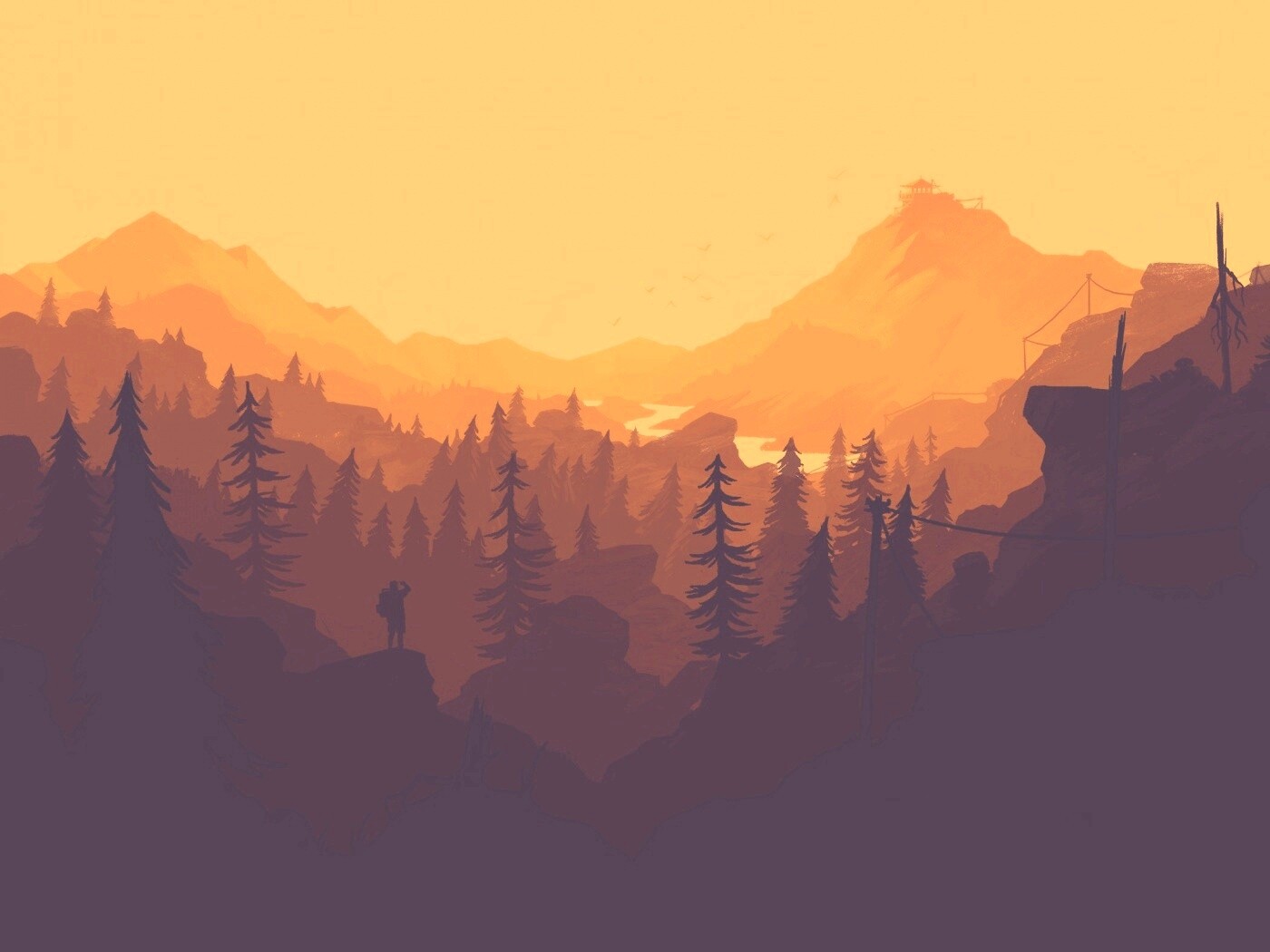 Красный Firewatch обои