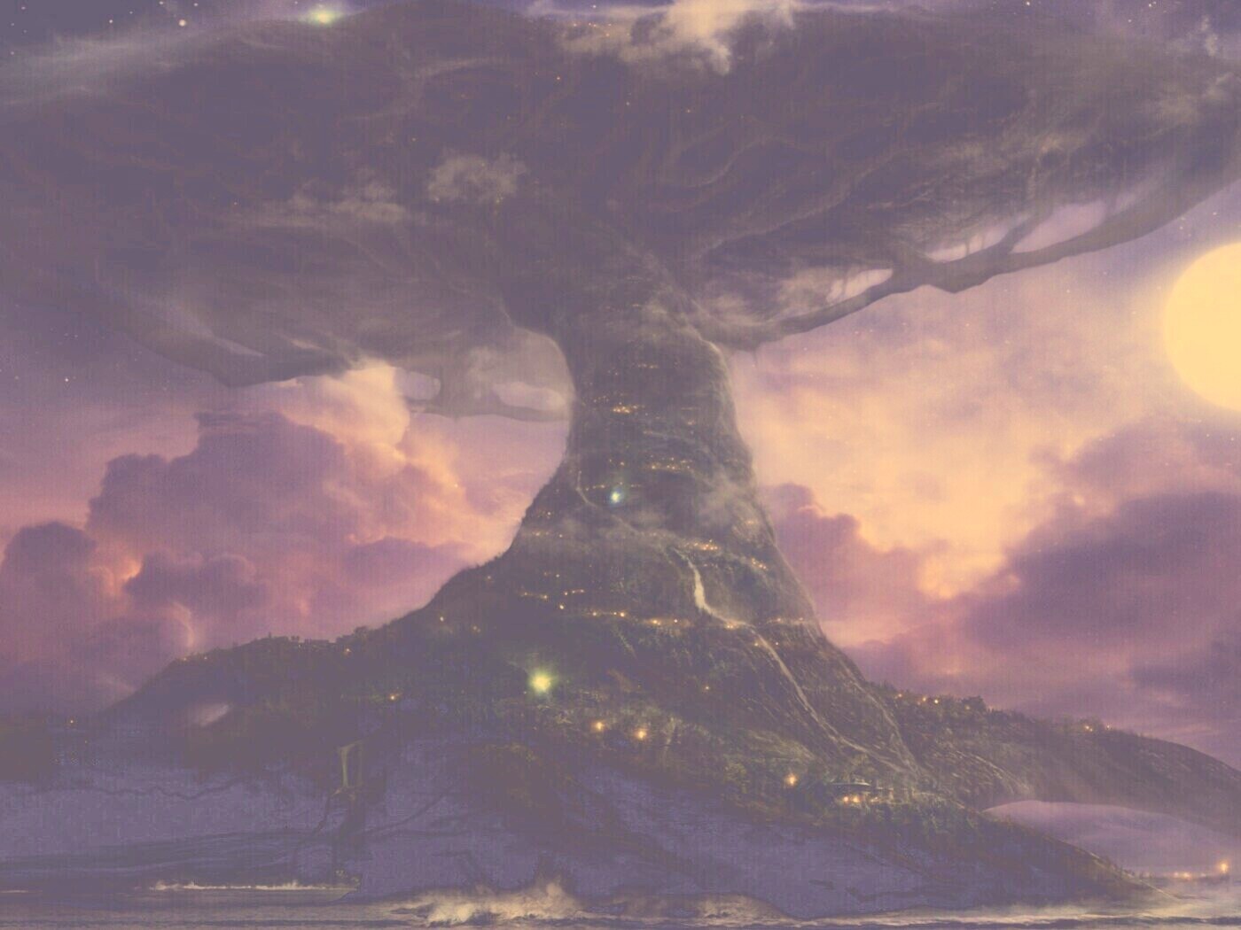 Дерево-город обои