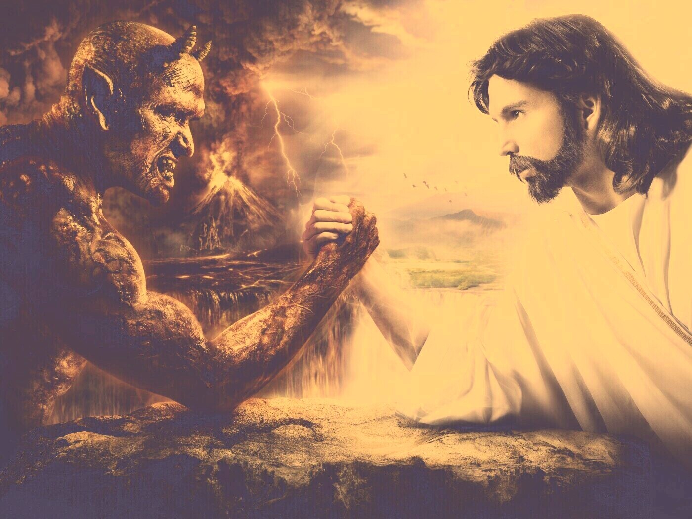 Дьявол против Бога обои