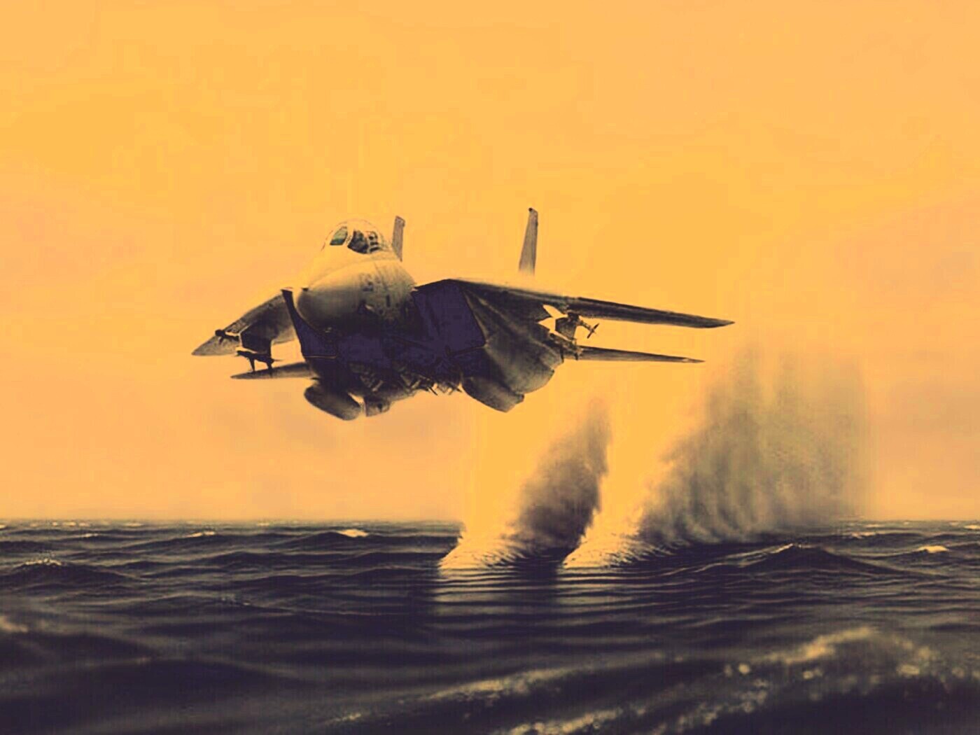 Истребитель над водой обои