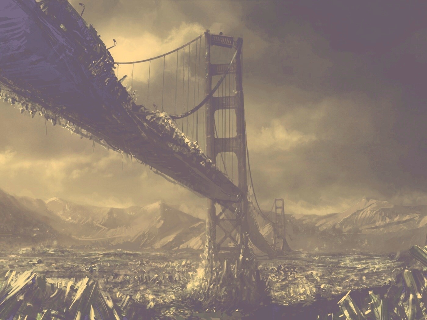 Постапокалиптические Золотые Ворота обои