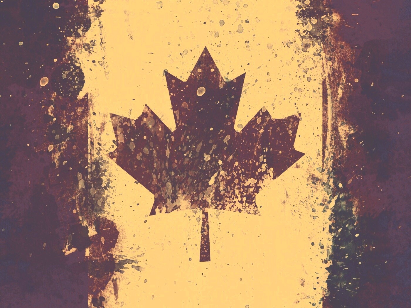 Флаг Канады нарисованный краской обои