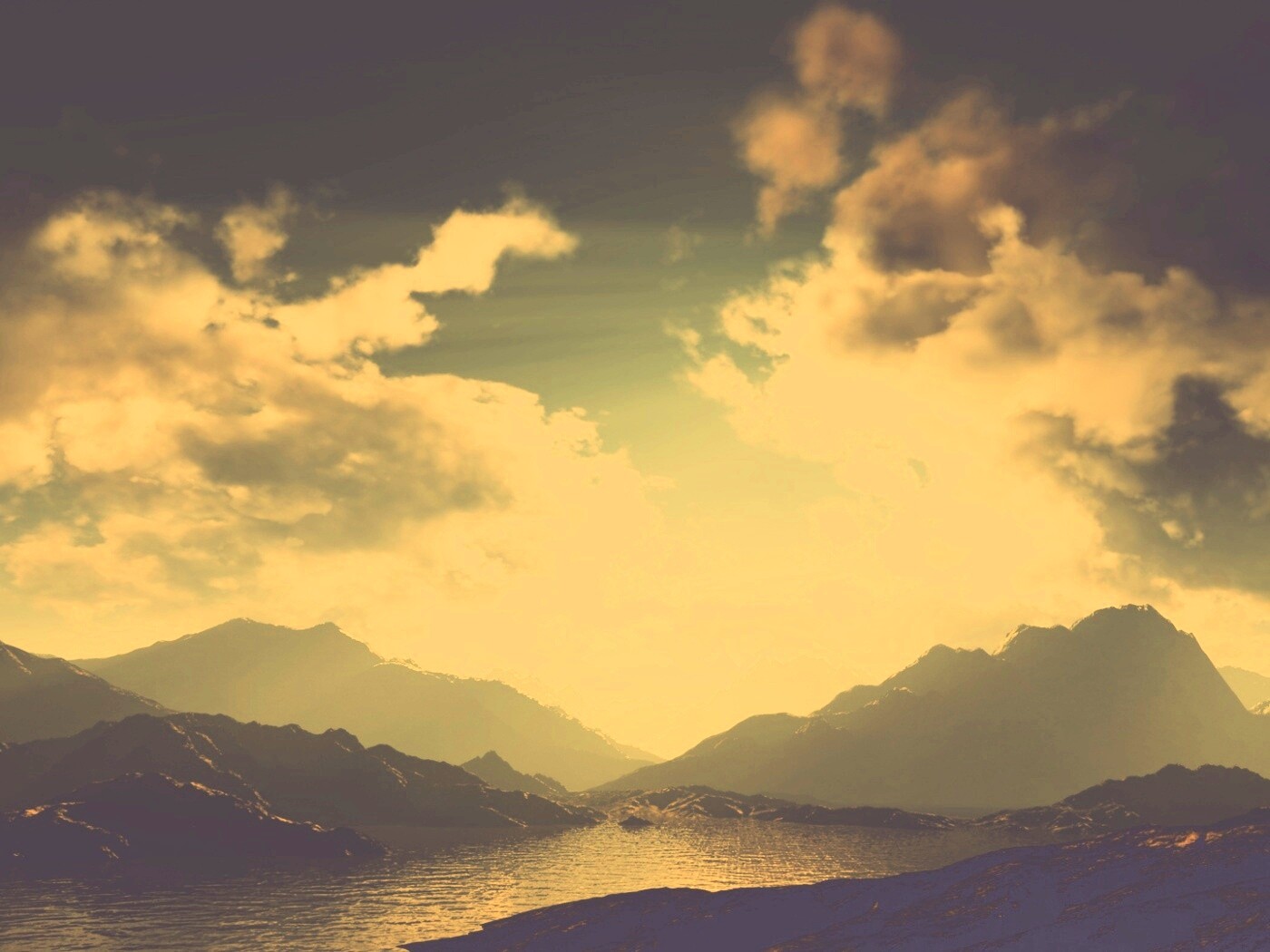 Закат в горах обои