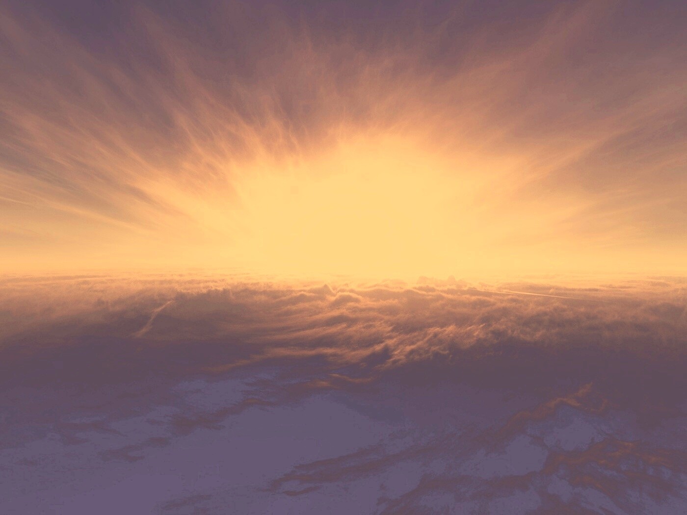 Закат над облаками обои