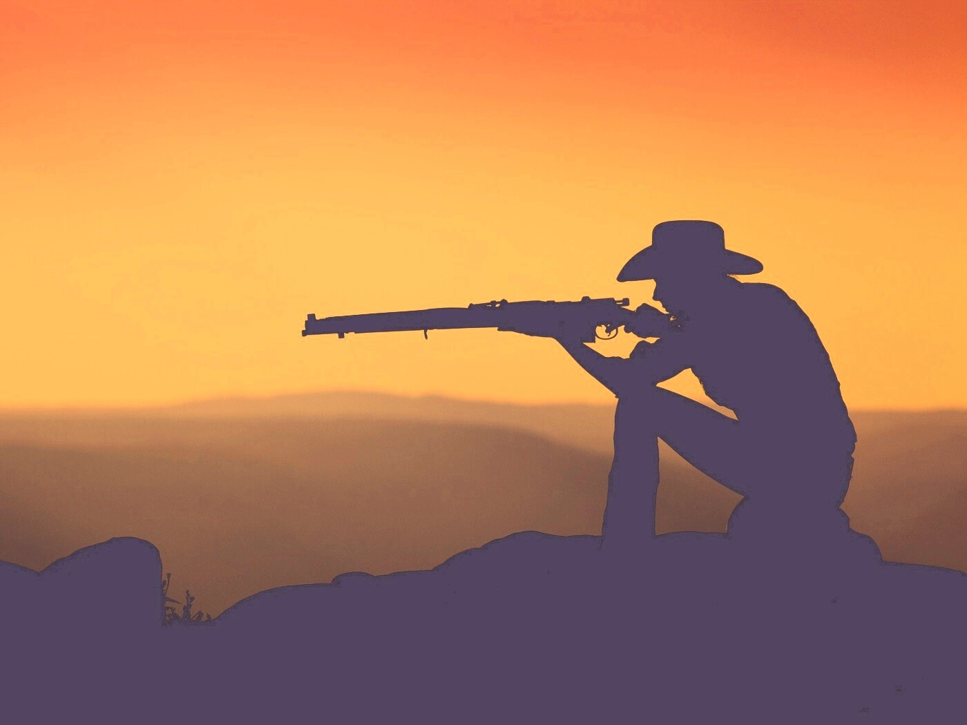 Стрелок на закате обои