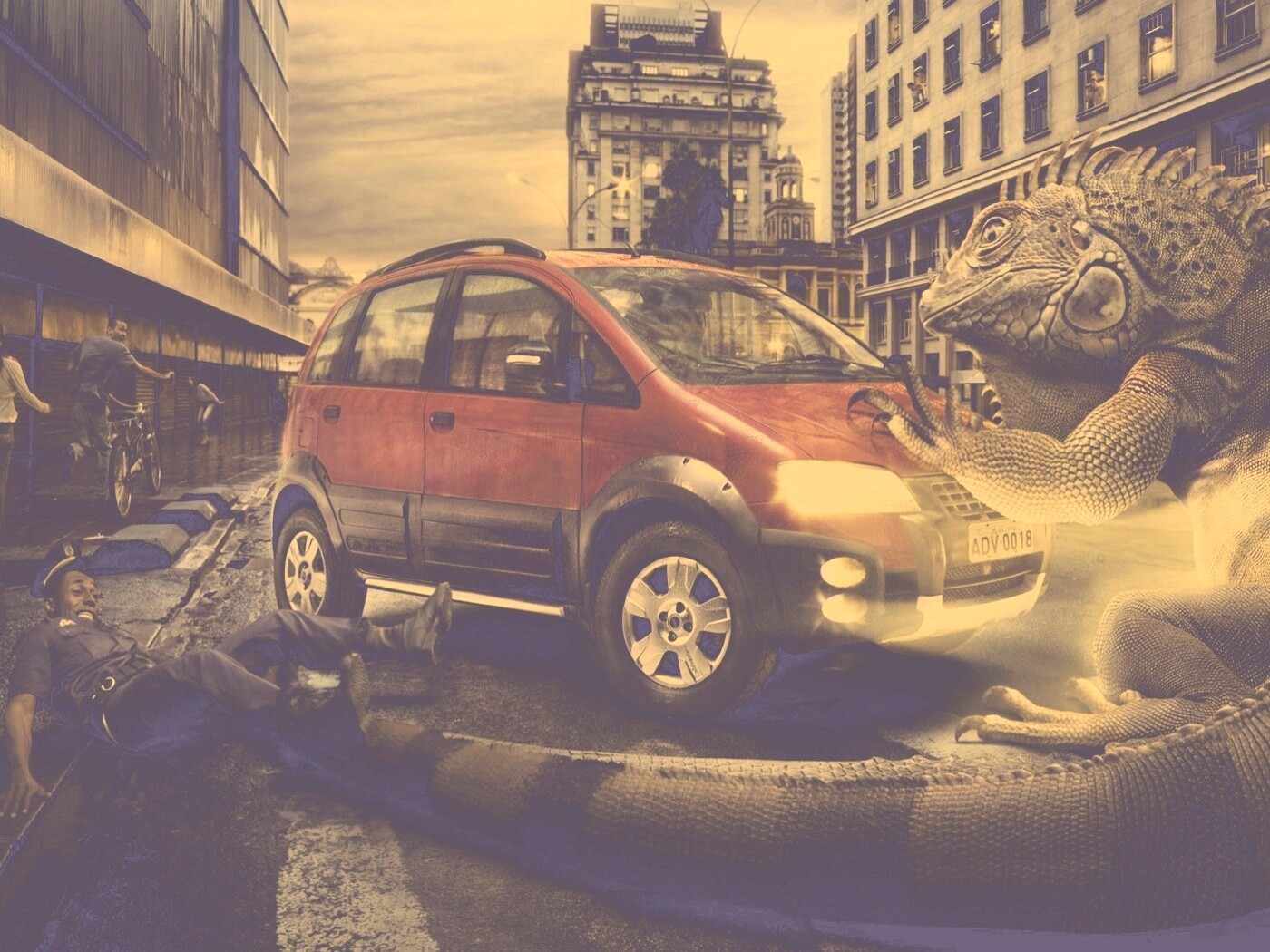 Ящерица в городе обои