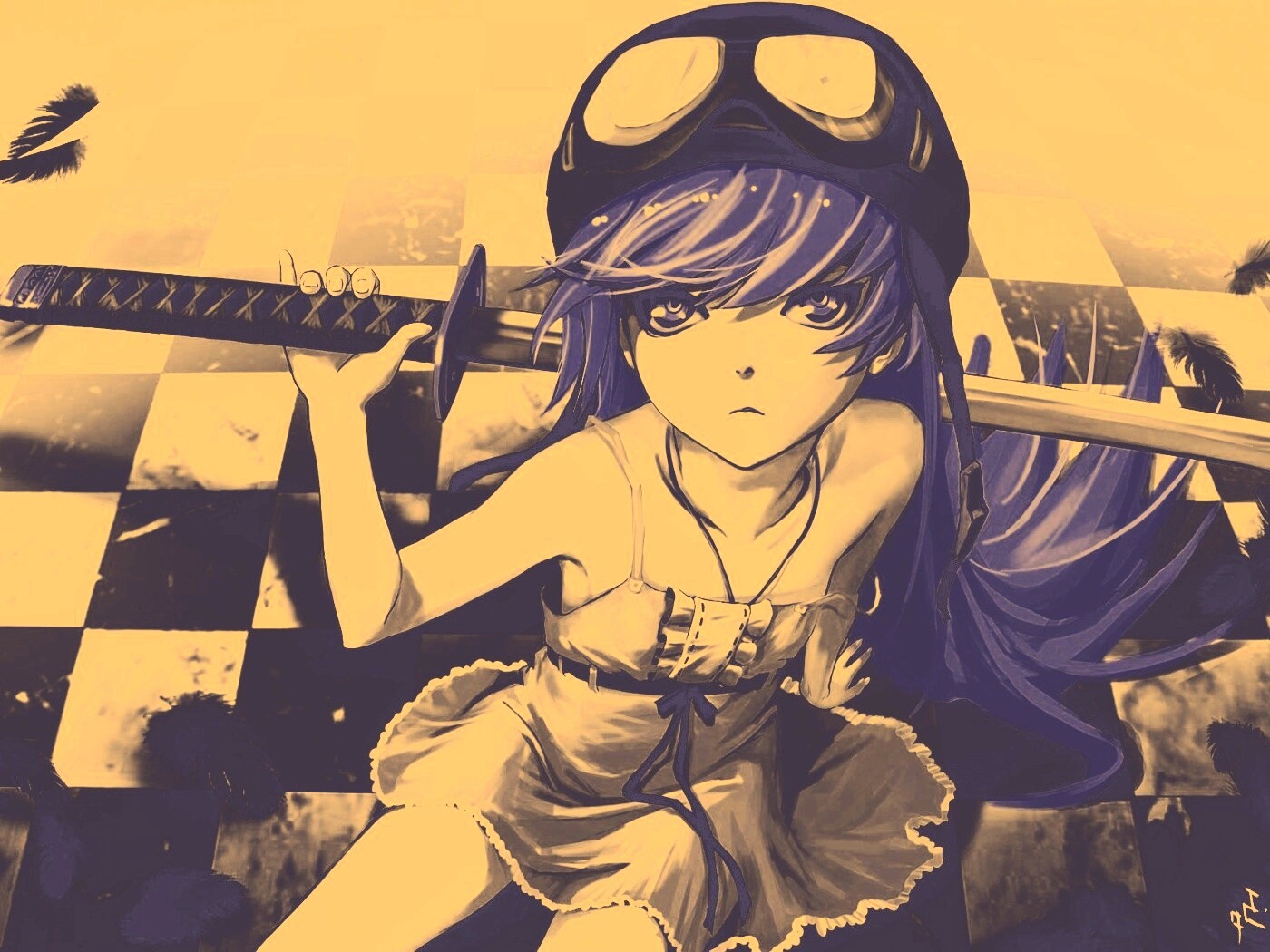 Девушка с катаной обои