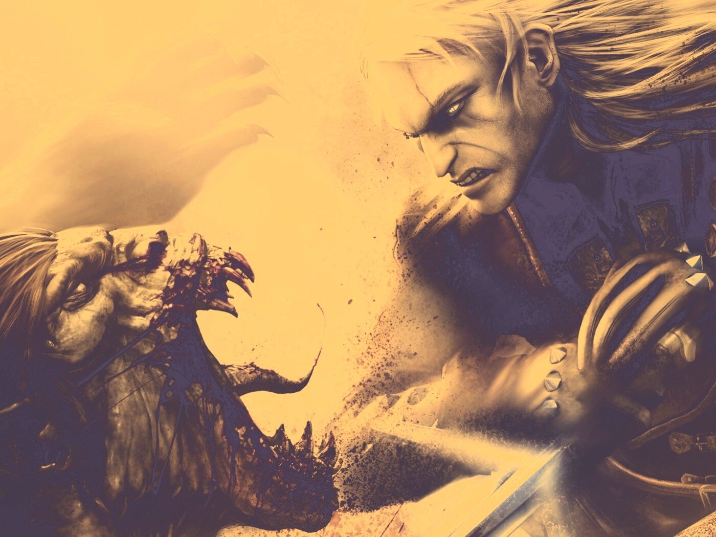 Ведьмак против  стрыги обои