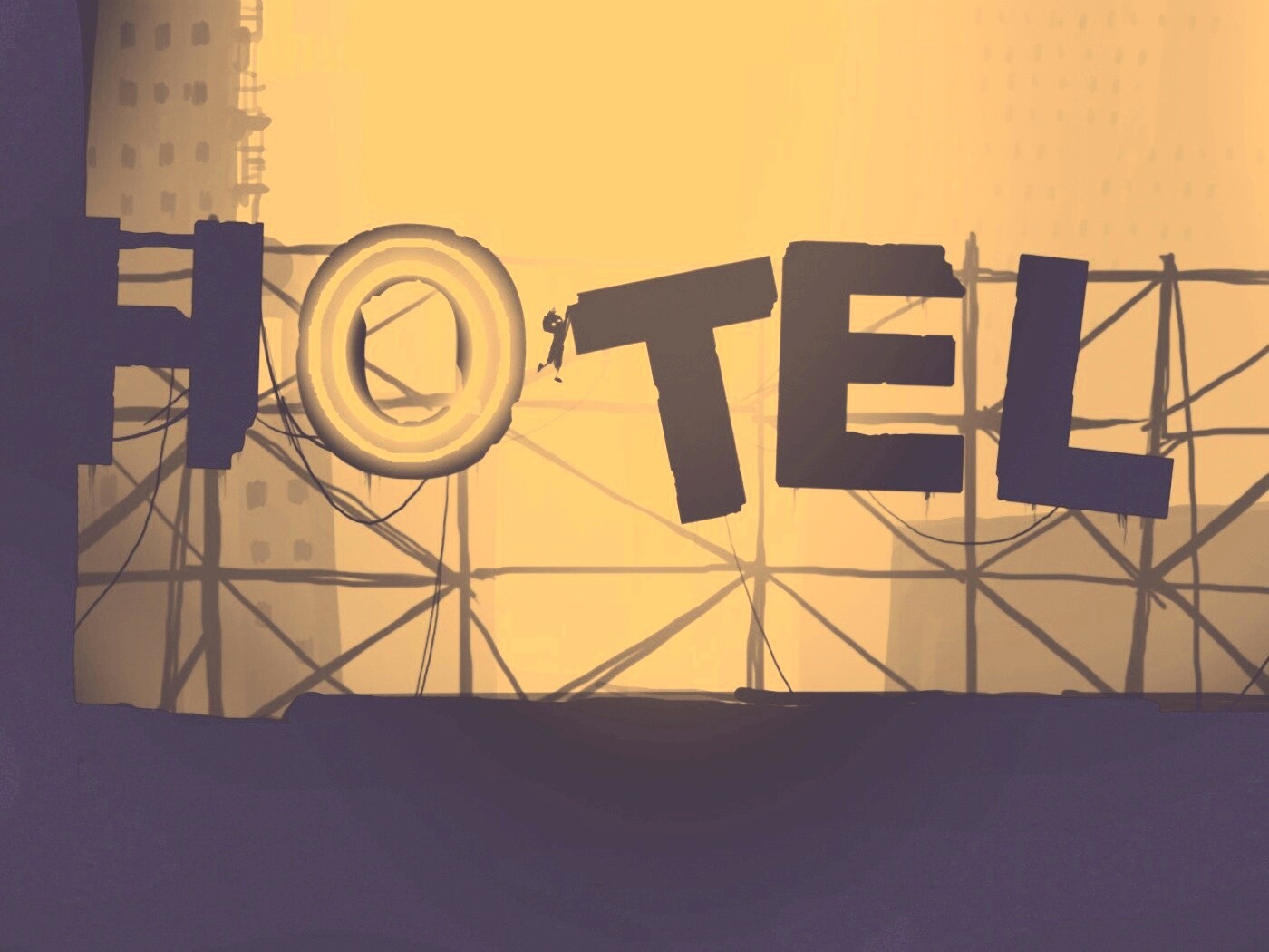 Мальчик из Limbo на вывеске "Hotel" обои