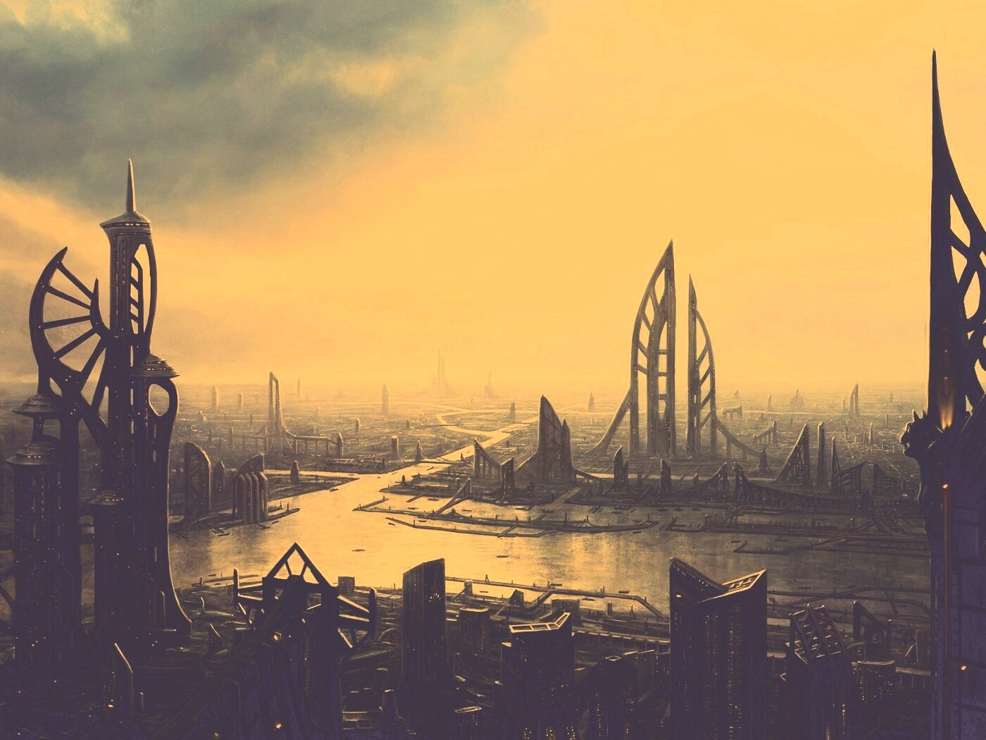 Прекрасный город будущего обои