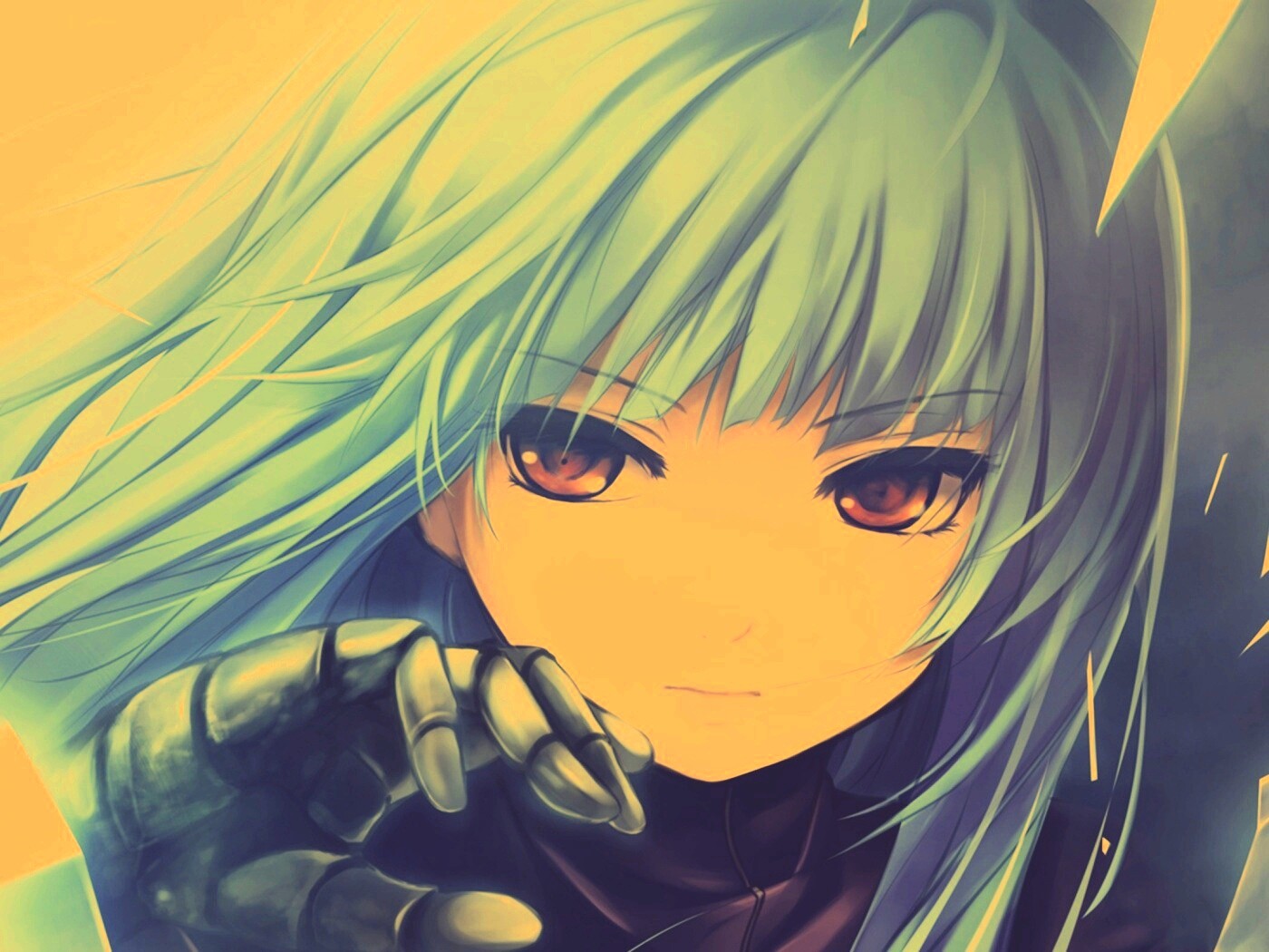 Аниме девушка с голубыми волосами обои