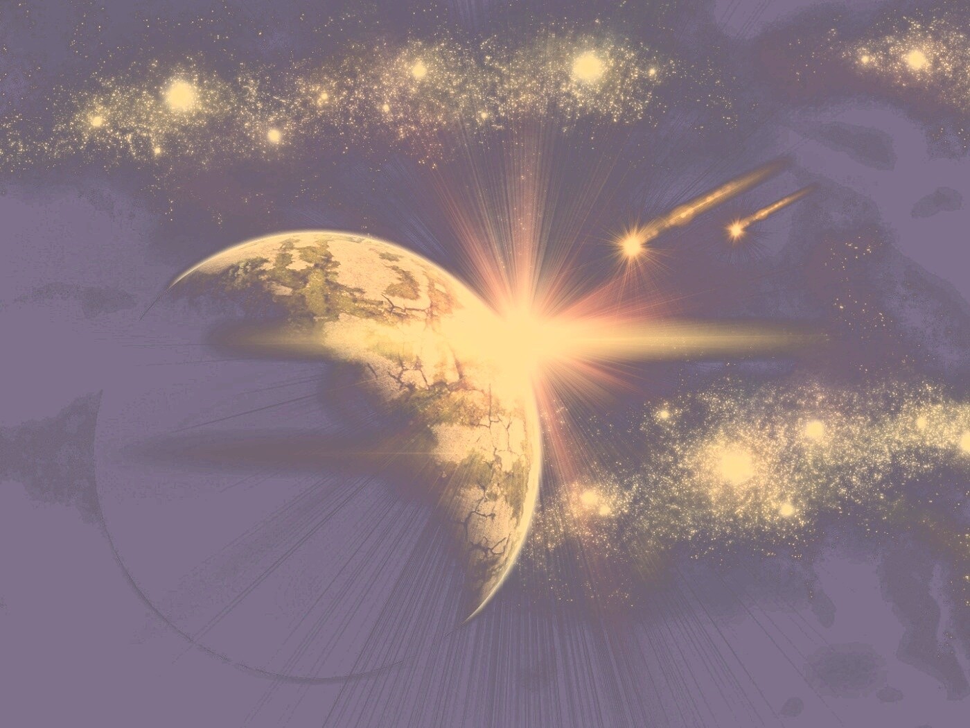 Кометы пролетают вблизи планеты обои