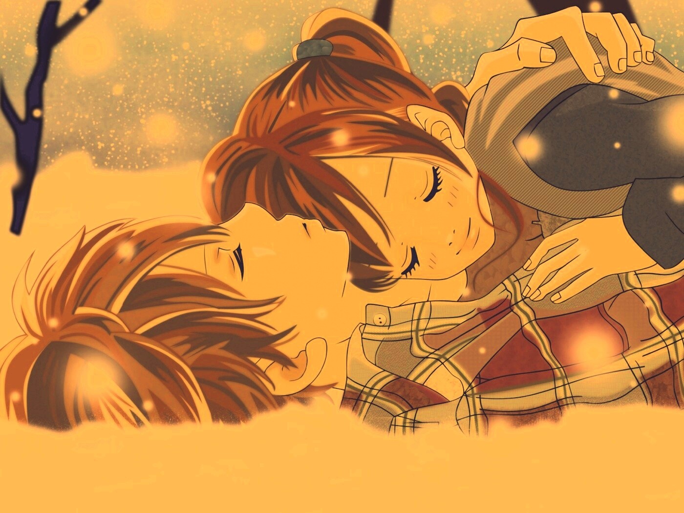 Двое на снегу из Bokura Ga Ita обои