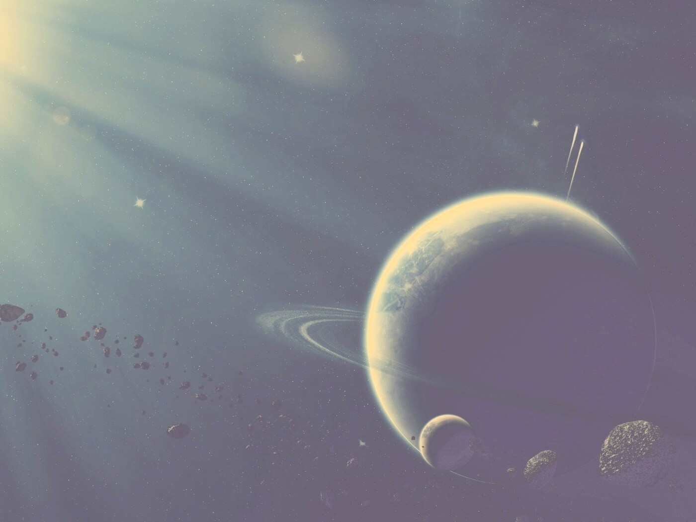Пояс астероидов вблизи планеты обои