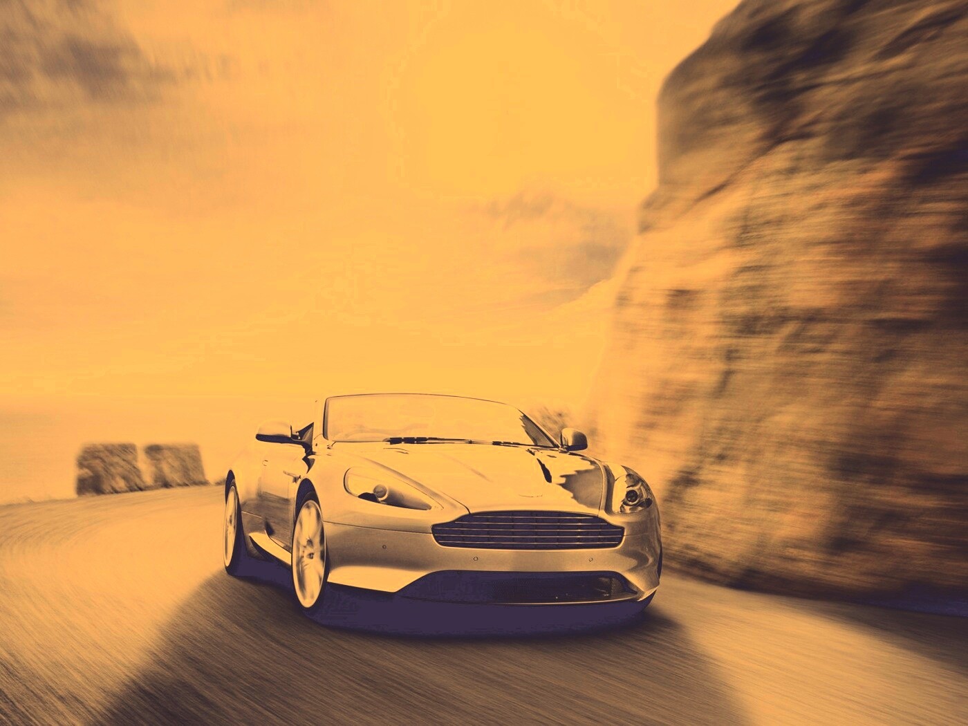 Aston Martin на повороте обои