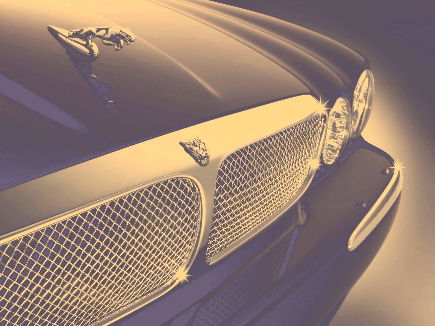 Капот и эмблема Ягуара обои