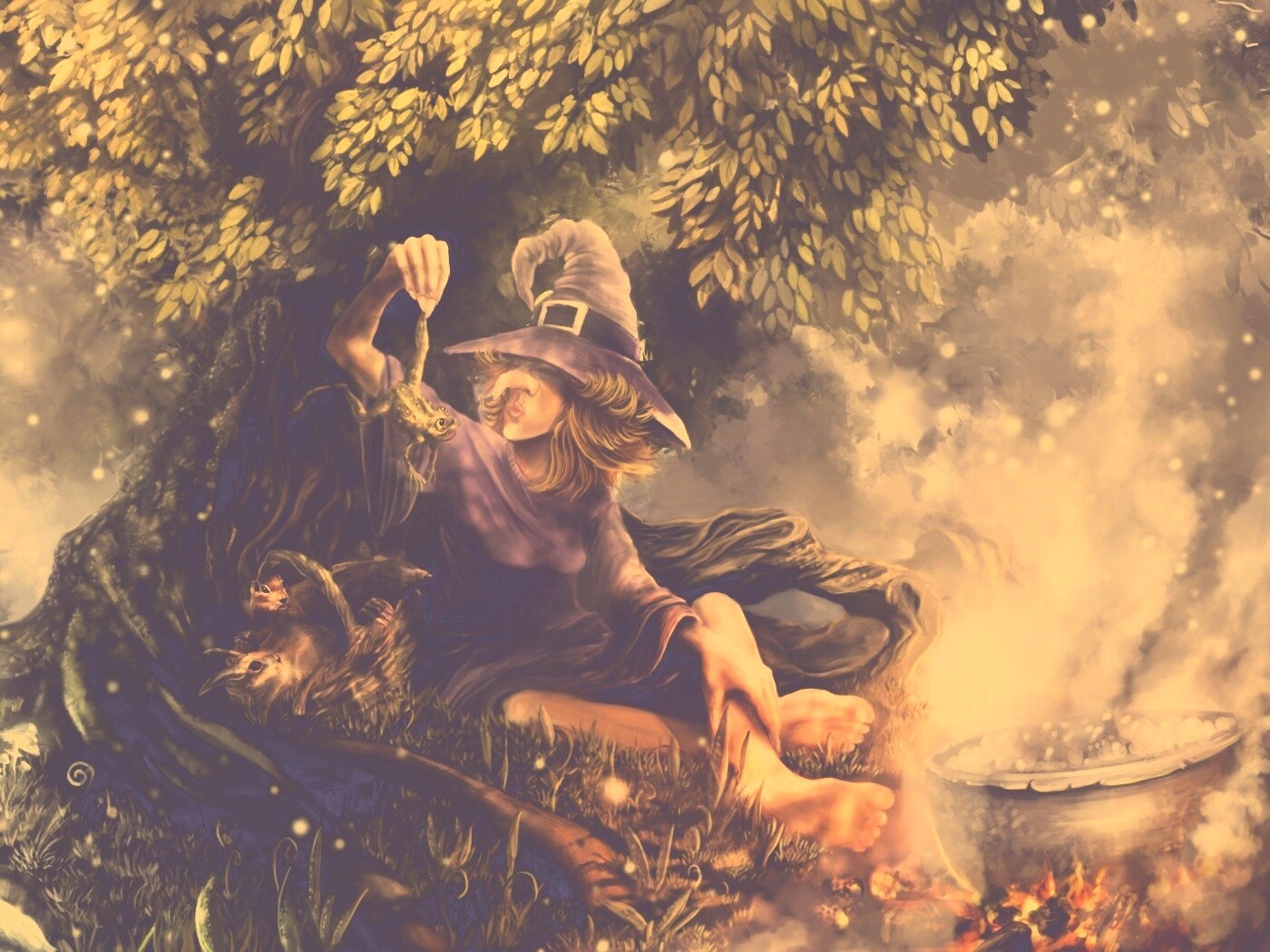 Ведьма варит зелье обои