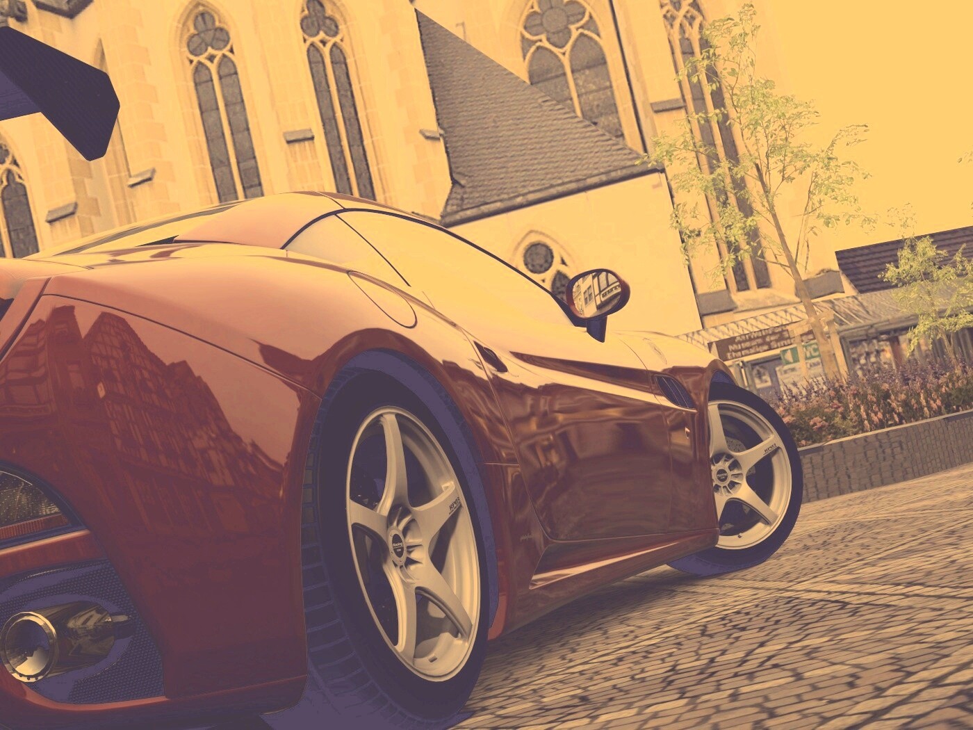 Ferrari на мостовой обои