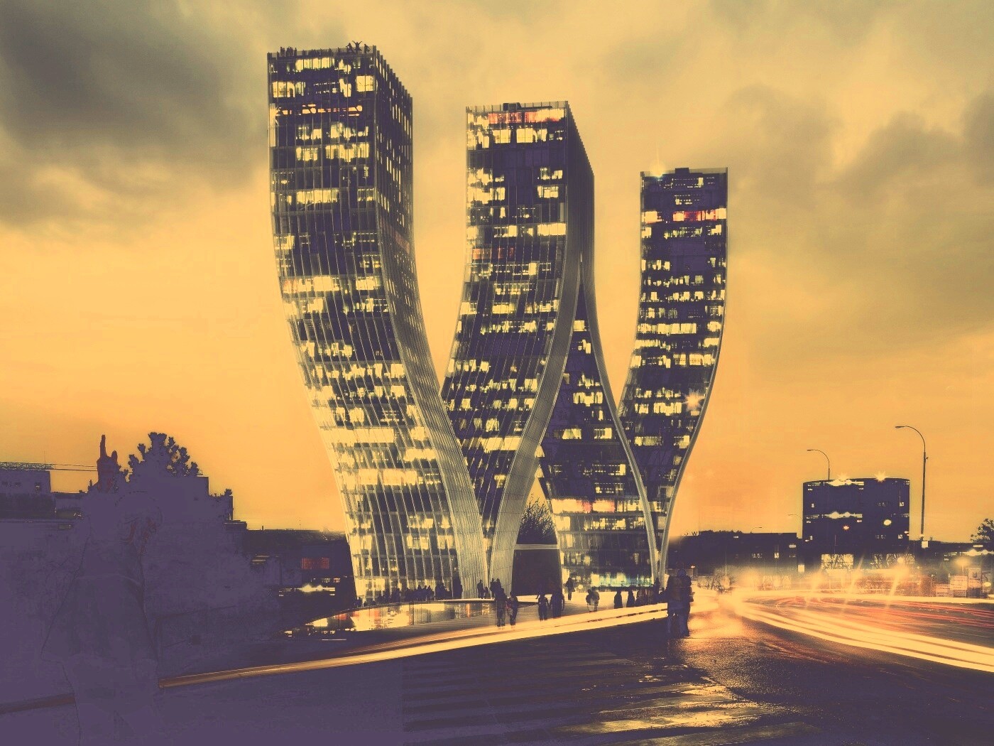 Здание в форме буквы W обои