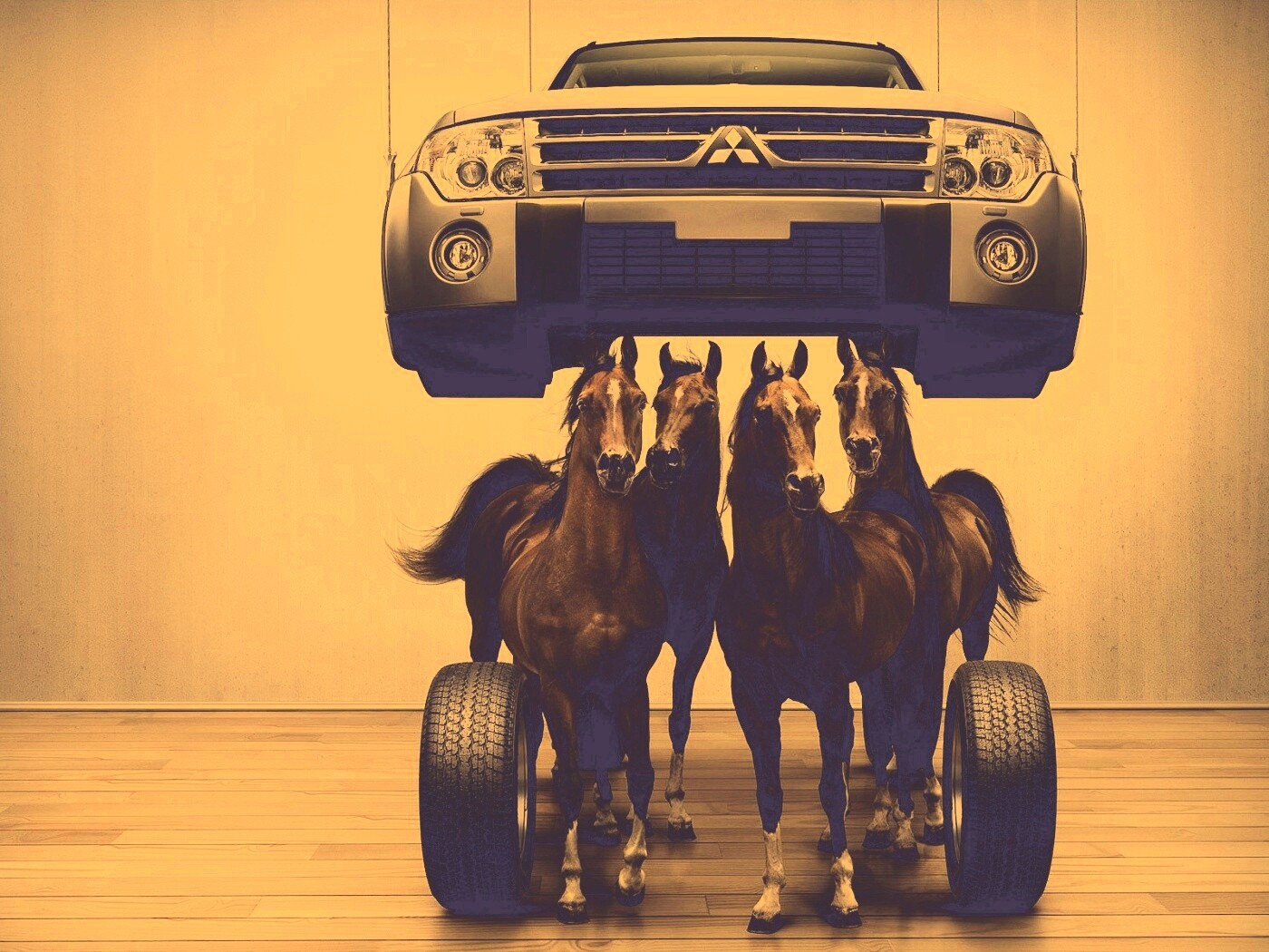 Лошадинные силы - принт Митсубиси обои