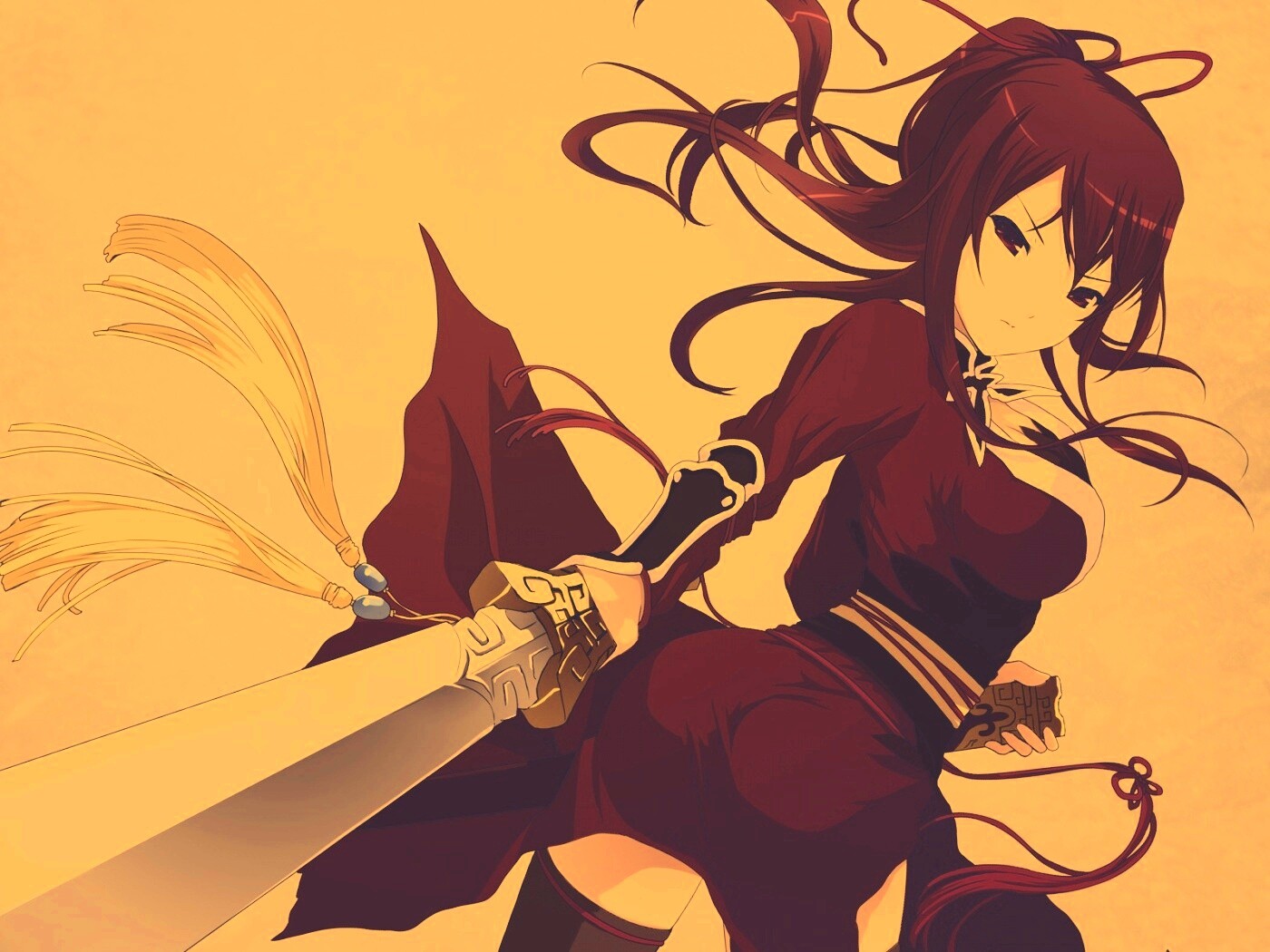 Рыжая девочка с мечем обои