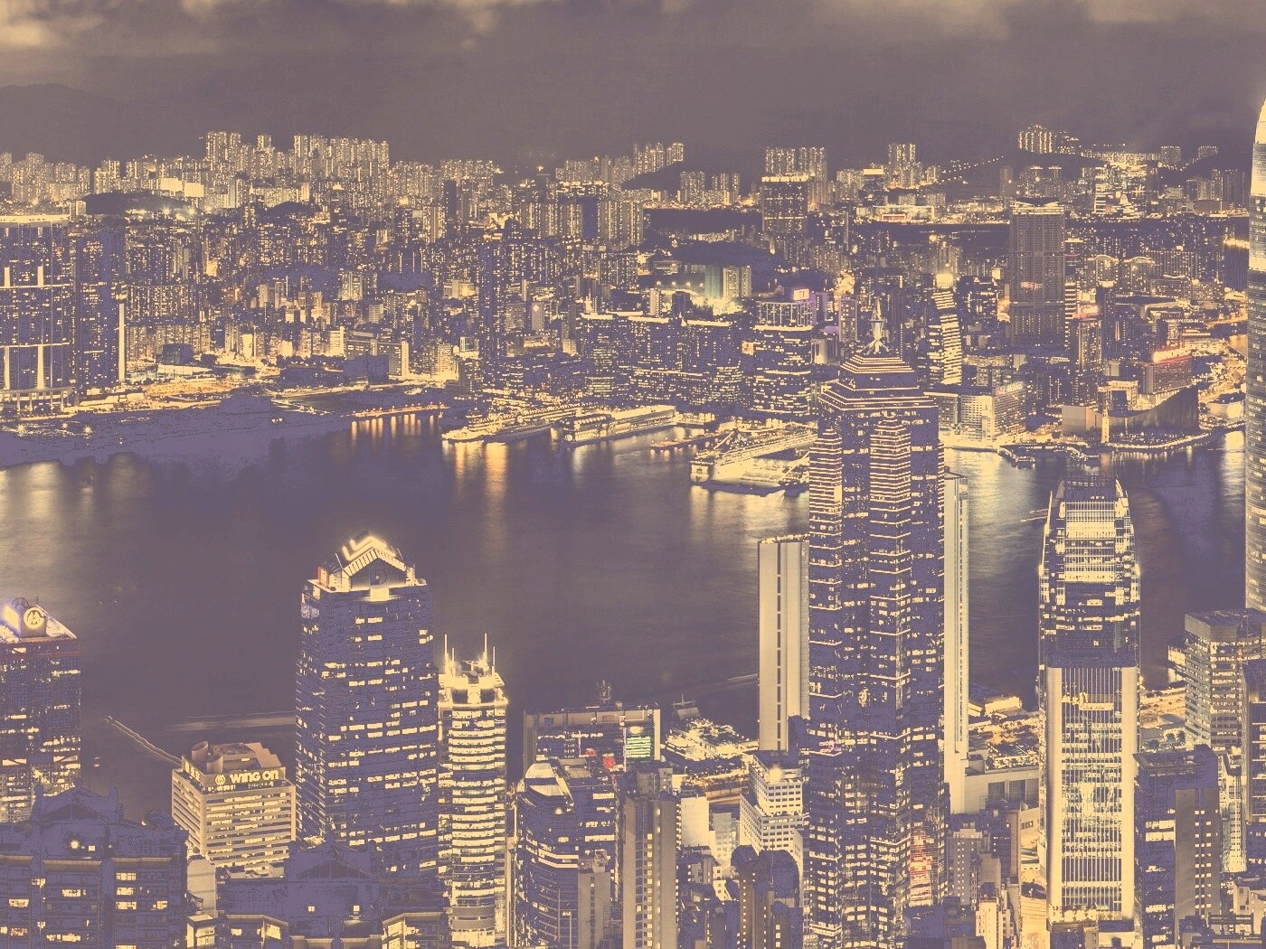 Небоскребы ночью обои