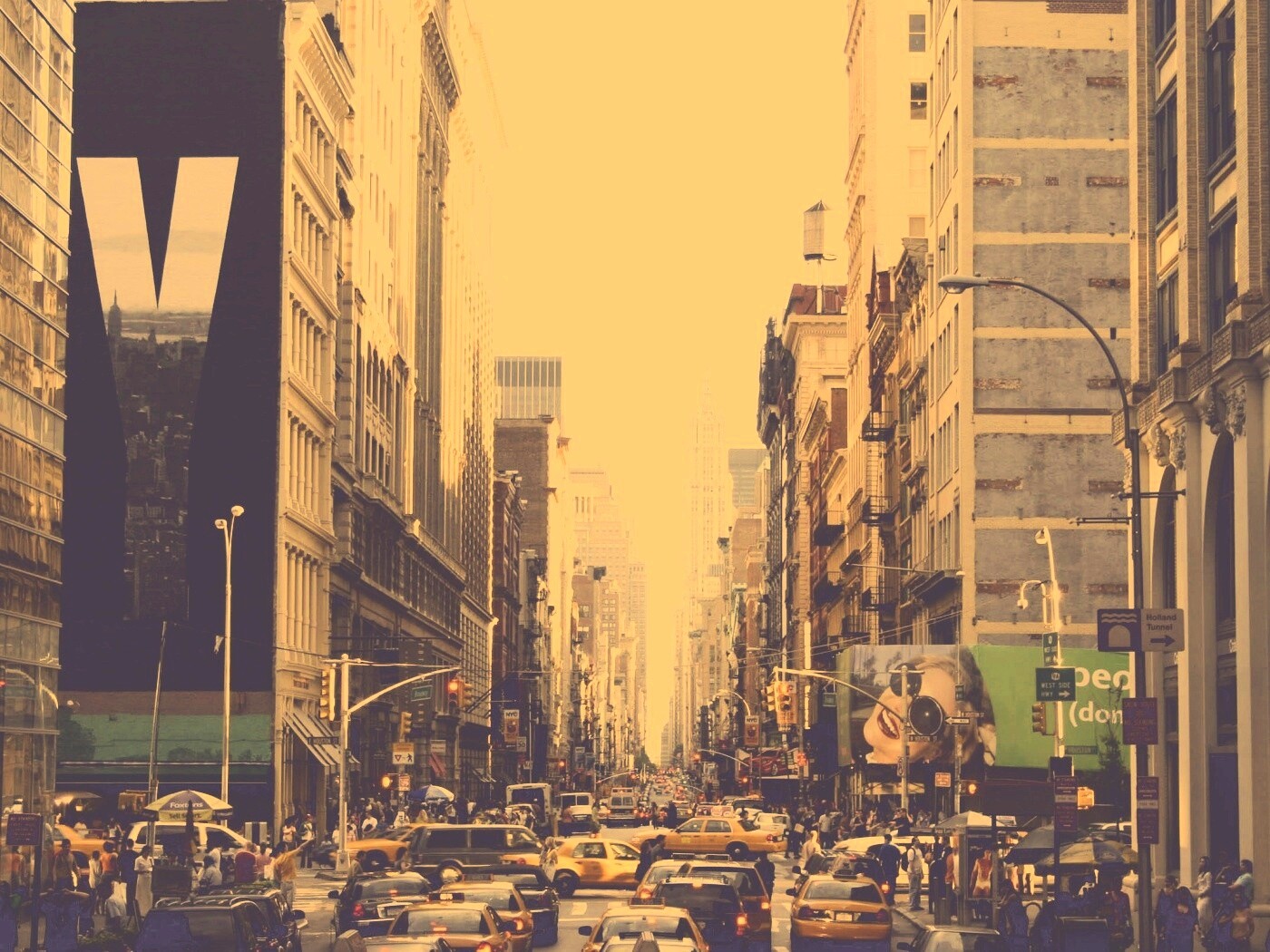 Людная Нью-Йоркская улица обои