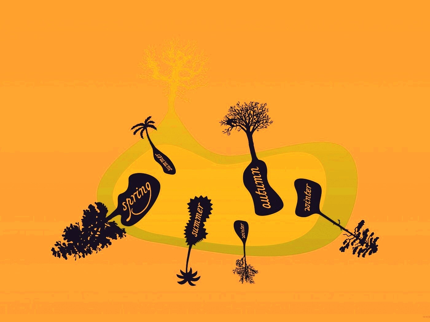 Деревья времен года обои