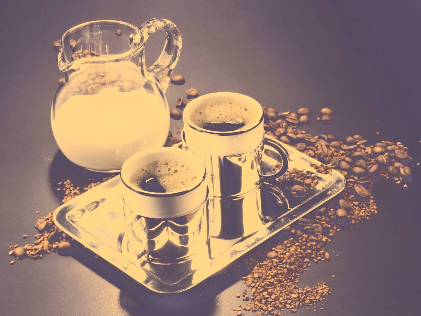 Поднос с кофе обои