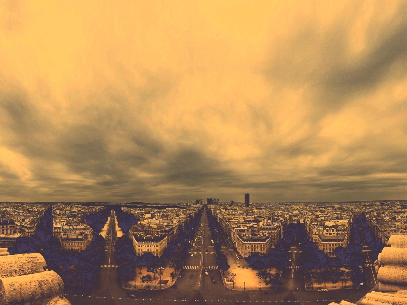Париж широкоугольным объективном обои