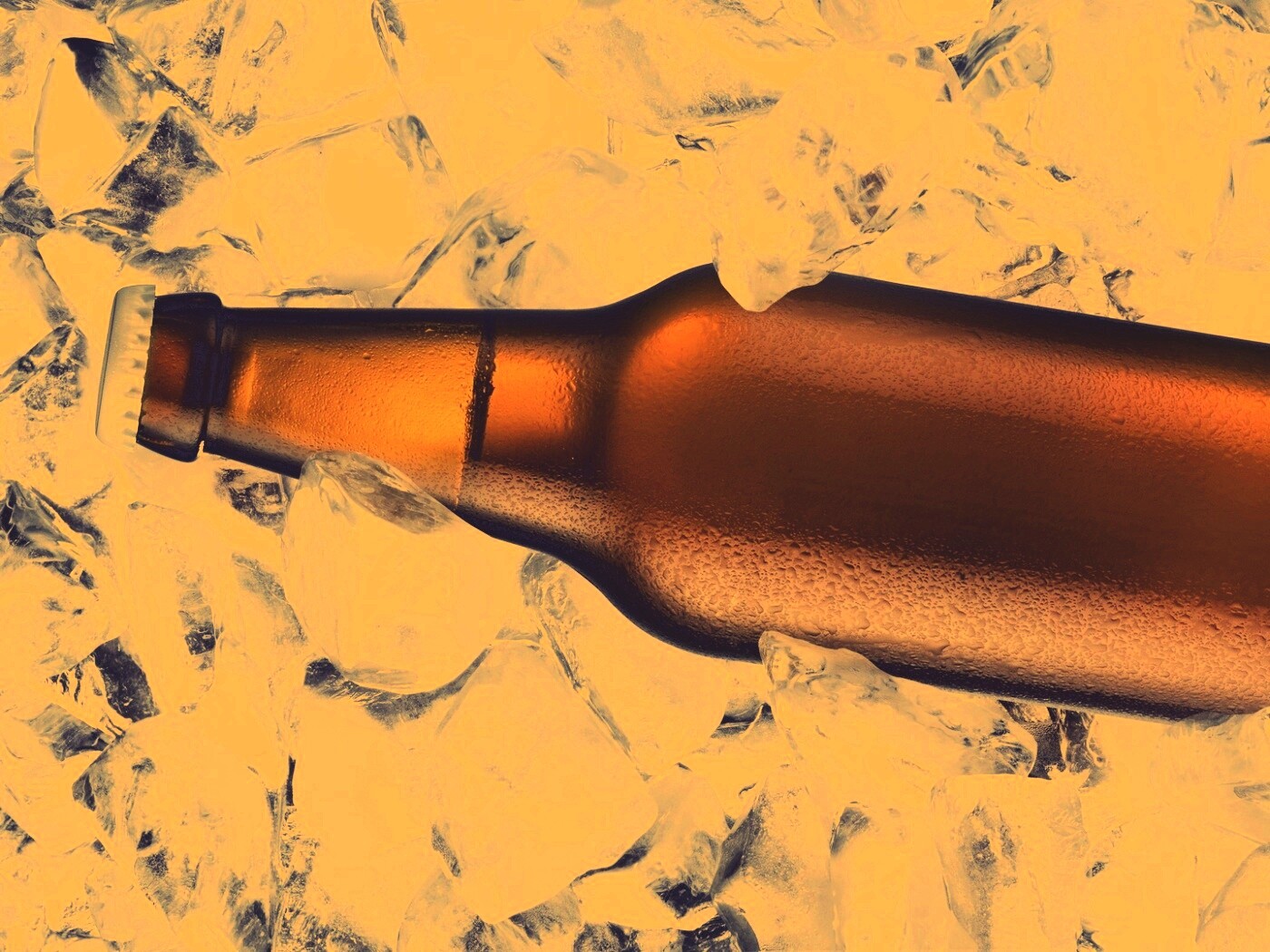 Бутылка пива во льду обои