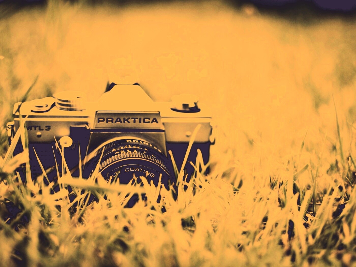 Фотоаппарат Praktica в траве обои