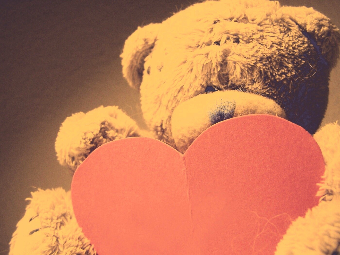 Мишка с сердцечком обои