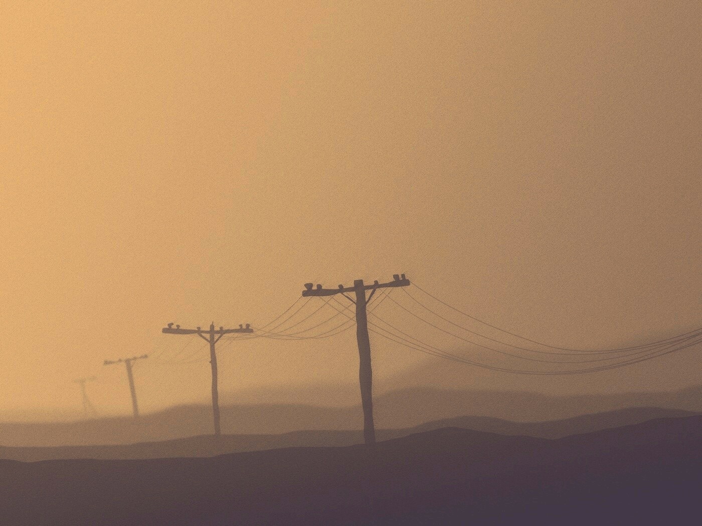 Столбы в тумане обои