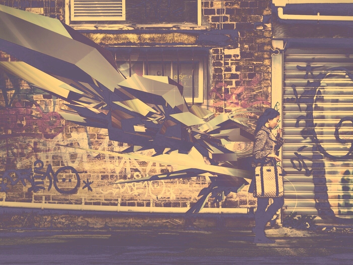 3D граффити на стене обои