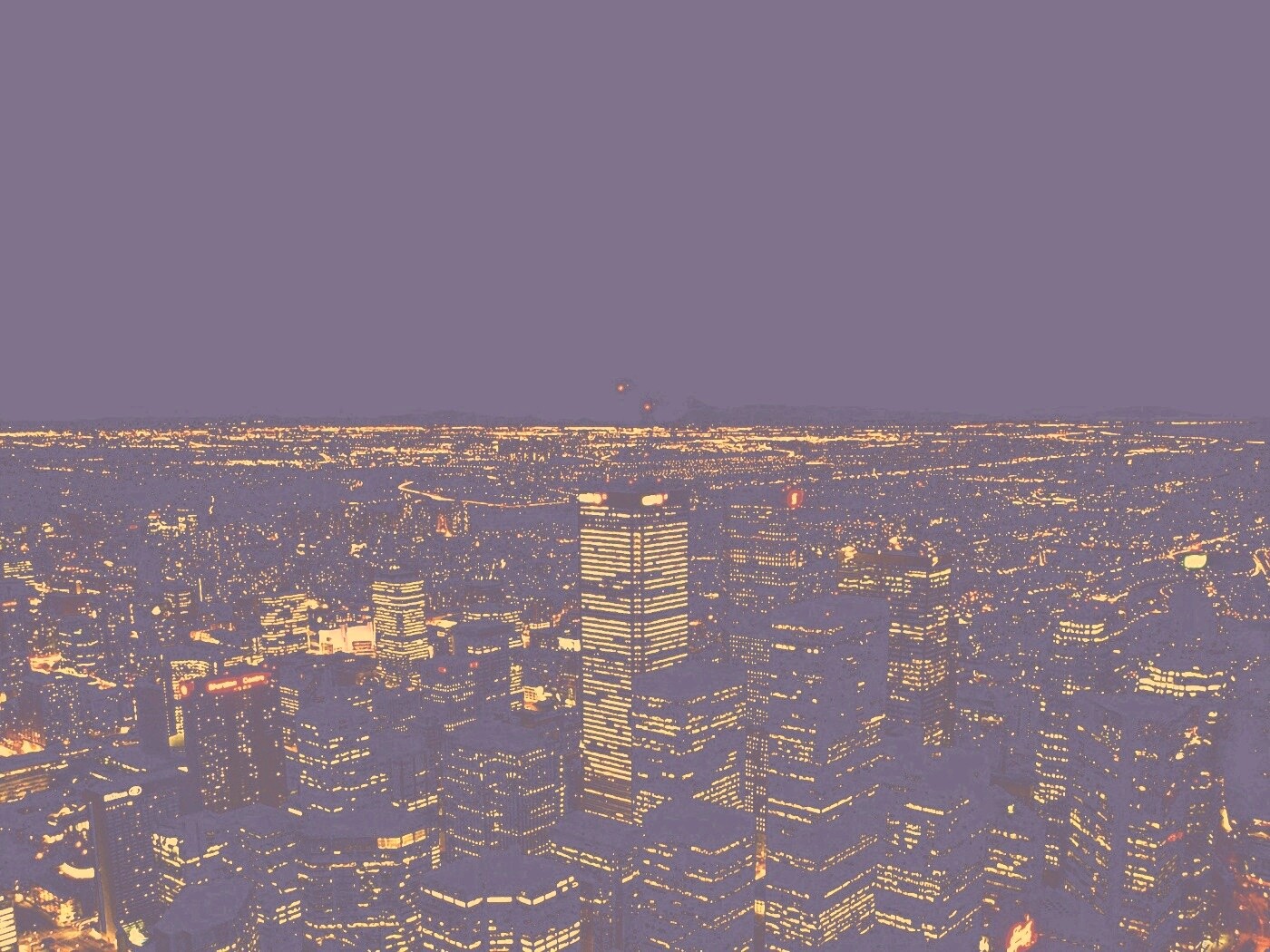 Вид на здания ночного города обои