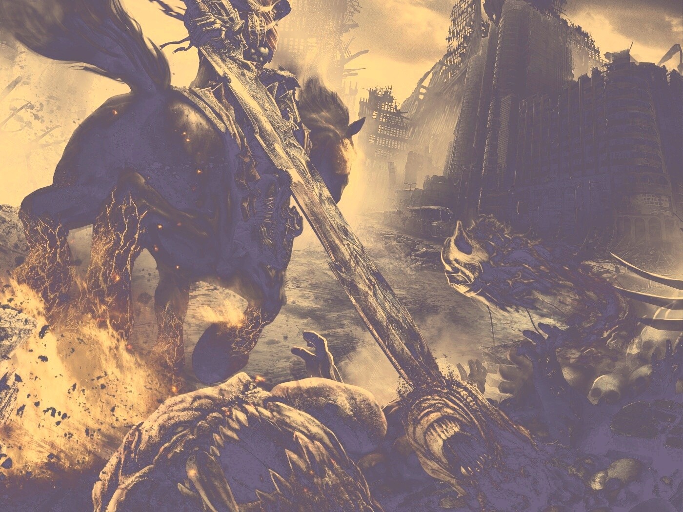 Темный рыцарь на демоническом коне обои