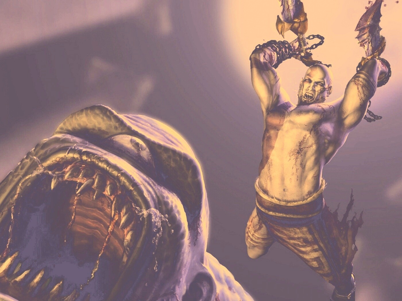 Кратос против монстра обои